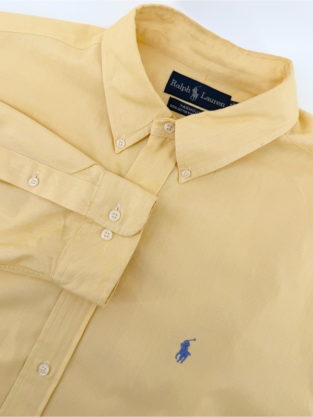 VTG Polo Ralph Lauren Yarmouth Shirt Yellow Button Down Men 17.5 32/33 XL Cotton